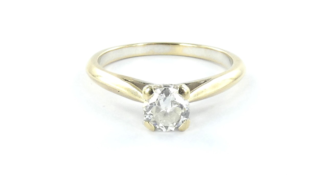 Lot 11 — 1 Bague Or 750 mil. brillant solitaire (0.40 Ct env, supposé