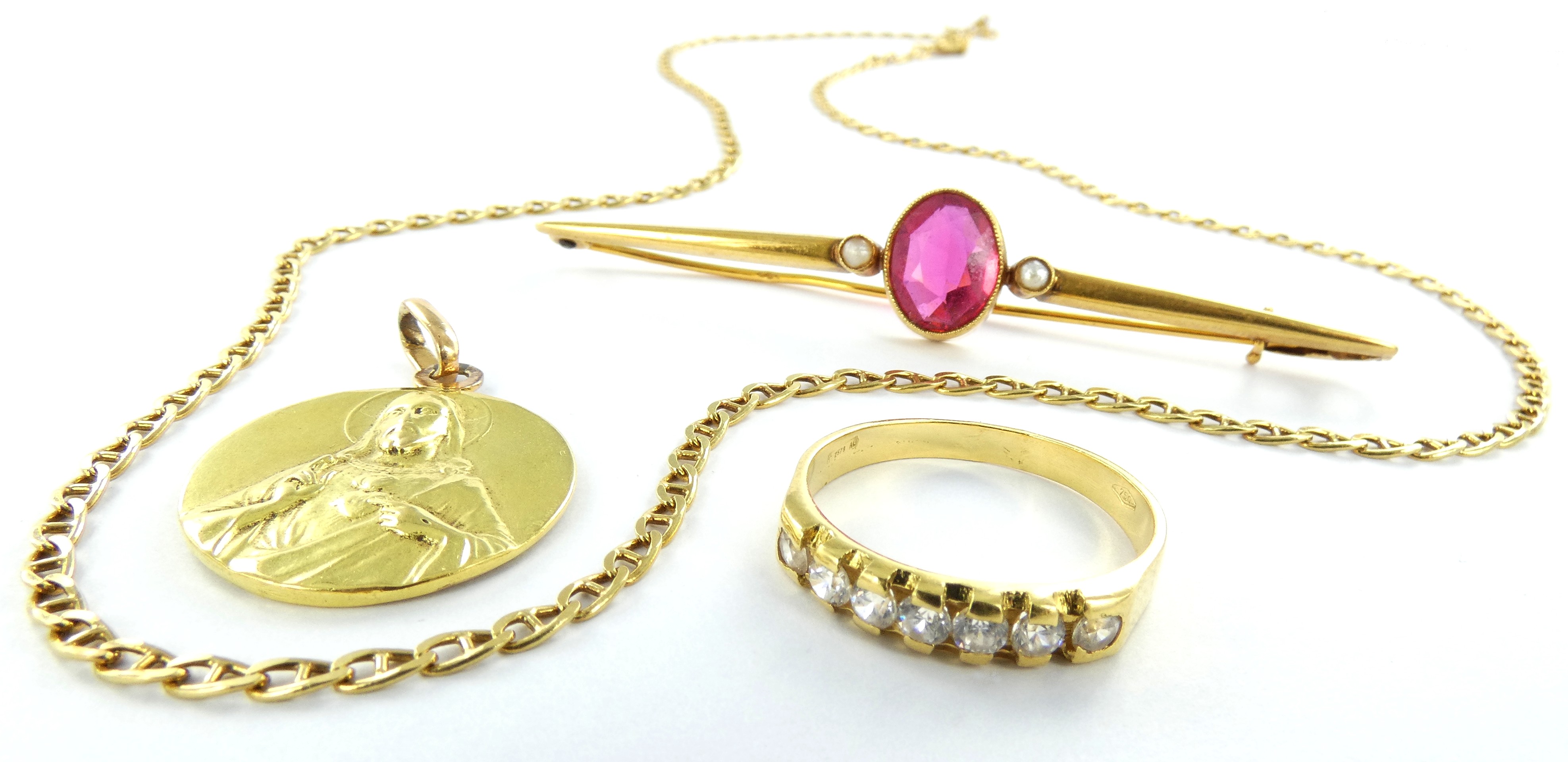 Lot 12 — 1 Médaille Or 750 mil. Non poinçonnée, bélière métal, 4.7g, 