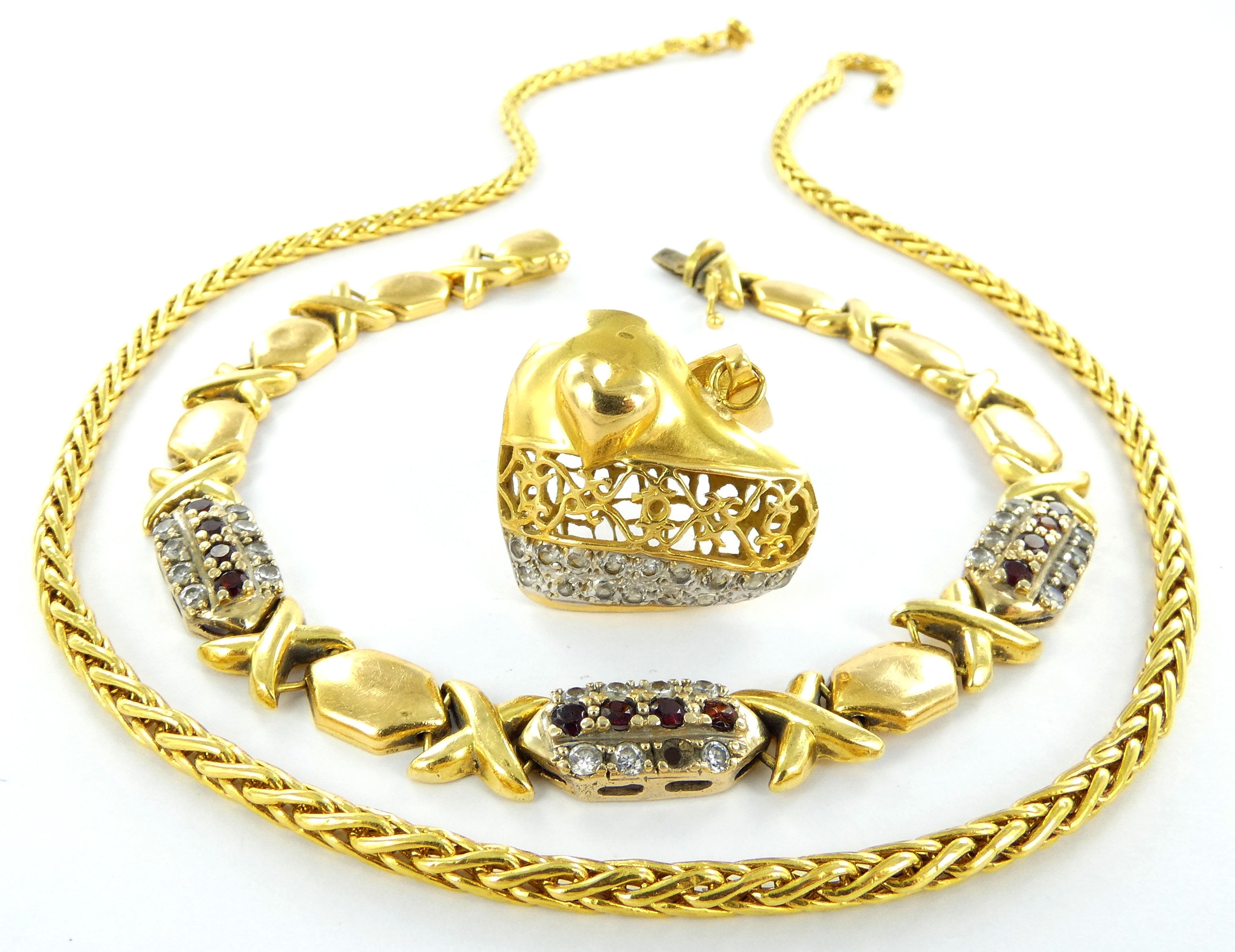 Lot 15 — 1 Bracelet Or 750 mil. Non poinçonné, dégradé, pierres, manq