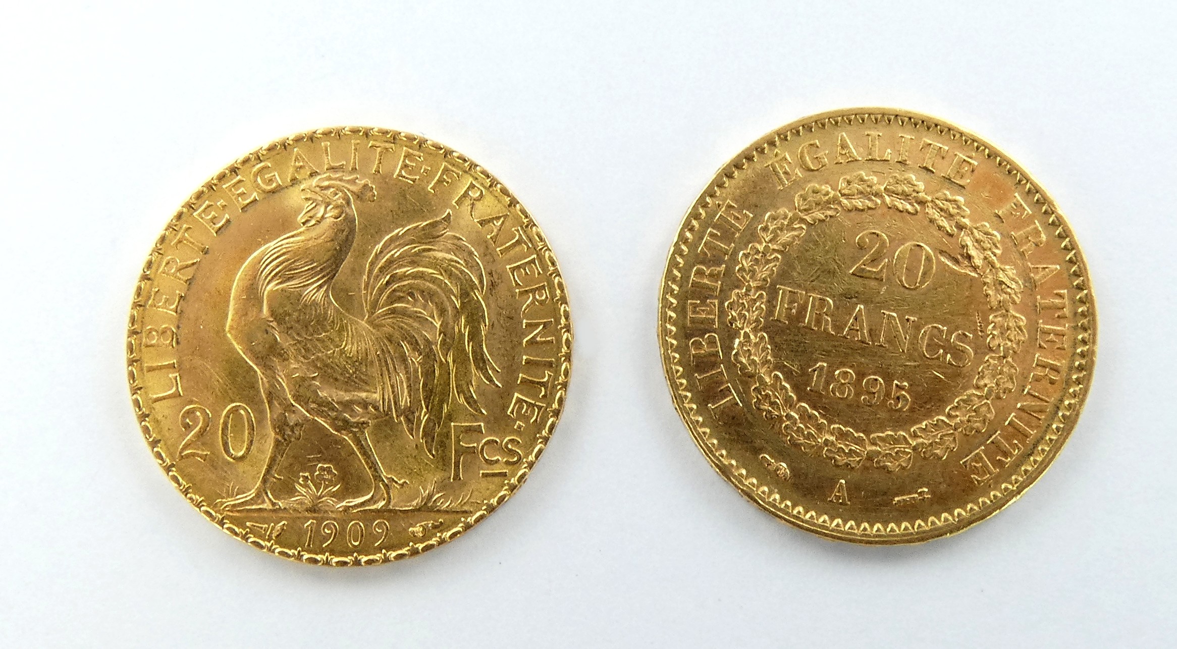 Lot 27 — 2 Pièces de 20F Or 900 mil. 12.8g