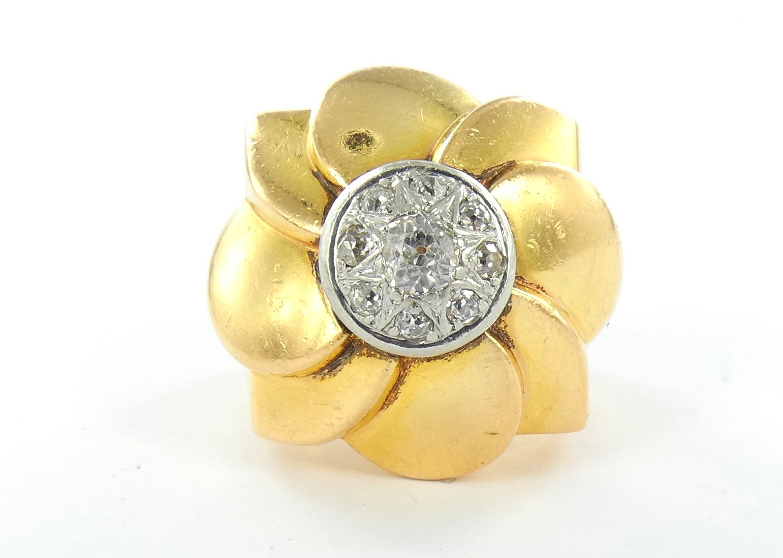 Lot 31 — 1 Bague Or 750 mil. et Platine 850 mil. Poinçonnée, brillant